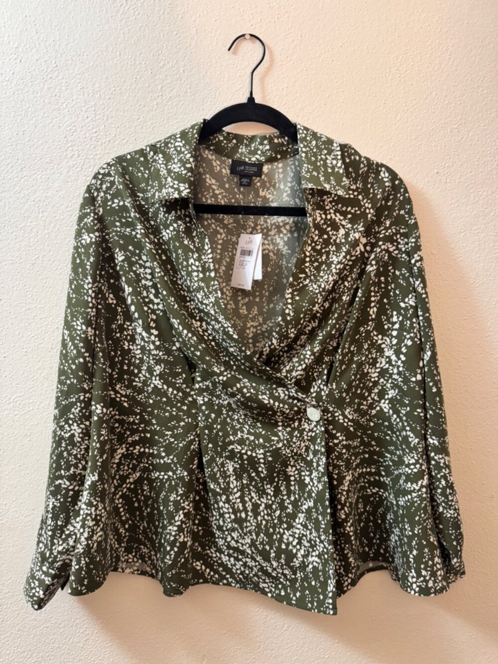 NWT J.Jill Wearever Collection Green Print Blazer Jacket XL Petite